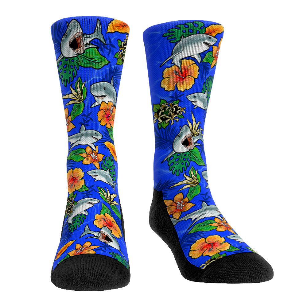 Floral Sharks Crew Socks
