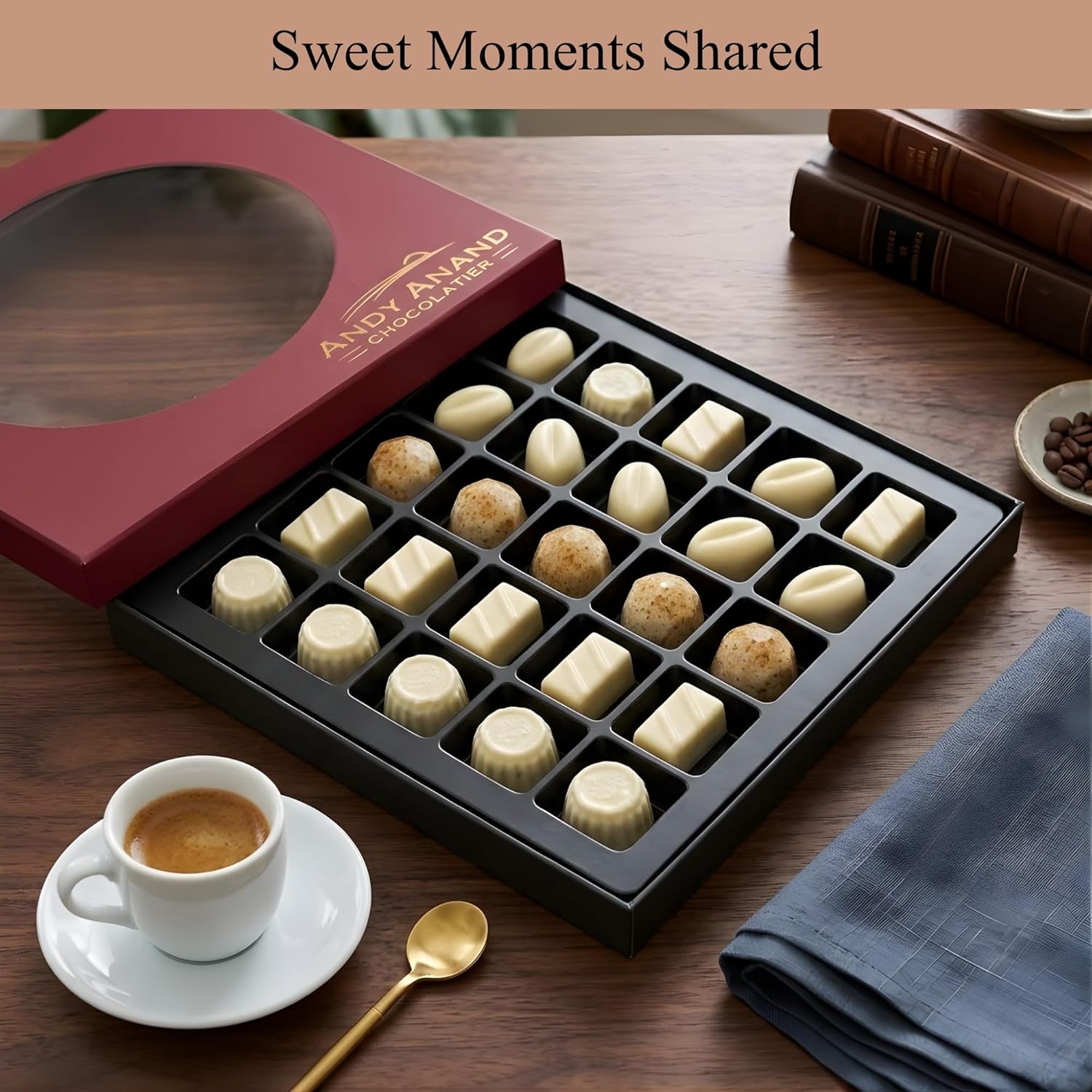 Andy Anand Sugar - Free Belgian White Chocolate Truffles & Pralines, 25 pc, 10.5 oz – Stevia Sweetened, Keto & Diabetic - Friendly Gift Box