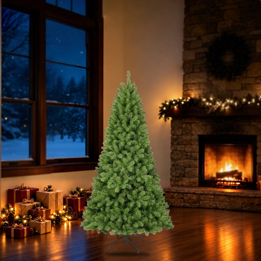 Artificial Christmas tree shown in a holiday room