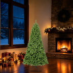 Artificial Christmas tree shown in a holiday room