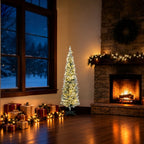 Artificial Christmas tree shown in a holiday room