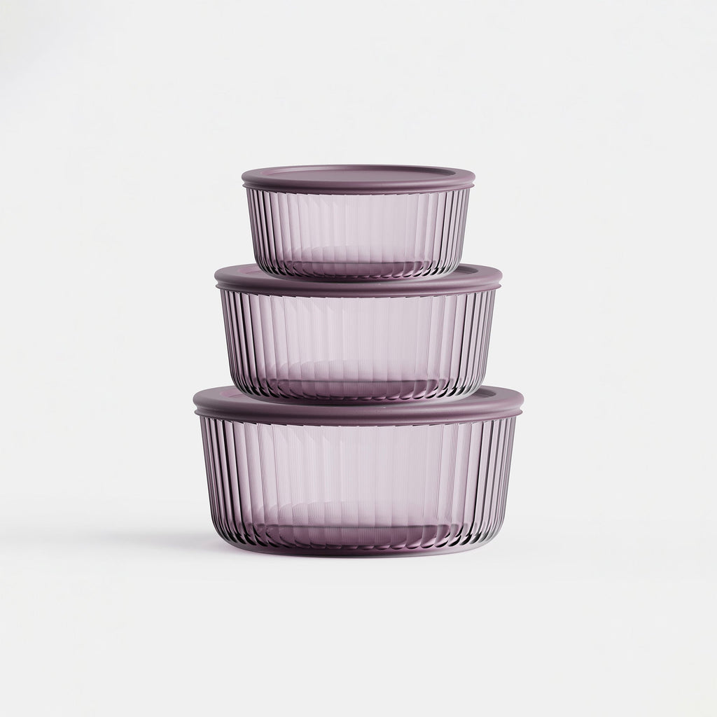 Genicook Tinted Round Glass Container Set