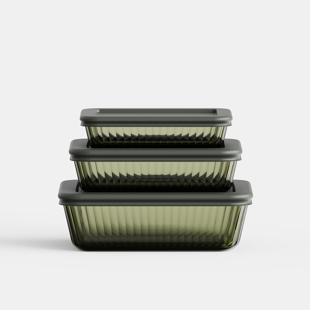 Genicook Tinted Rectangular Glass Container Set
