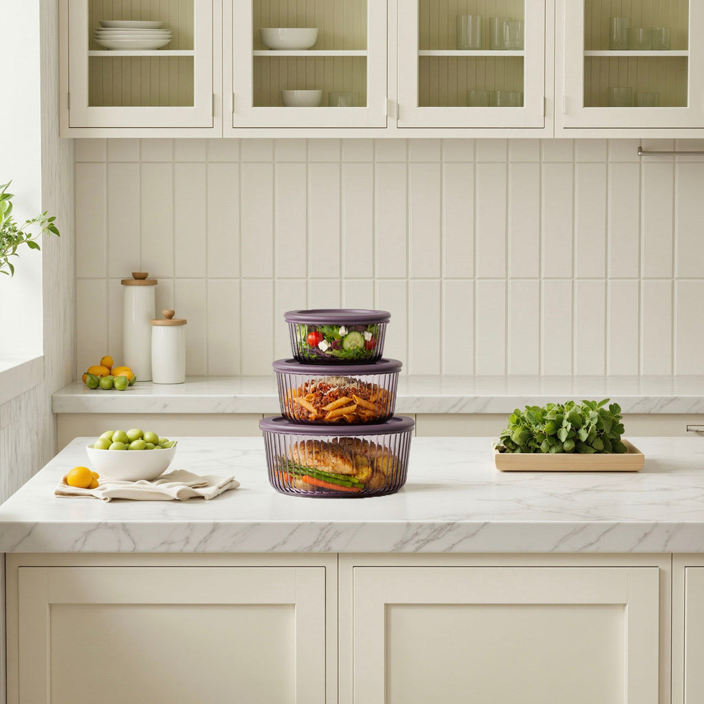 Genicook Tinted Round Glass Container Set