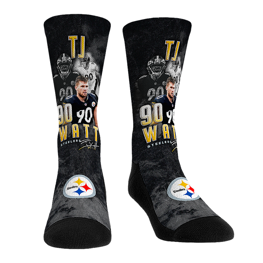 T.J. Watt - Pittsburgh Steelers - Retro Photo Crew Socks