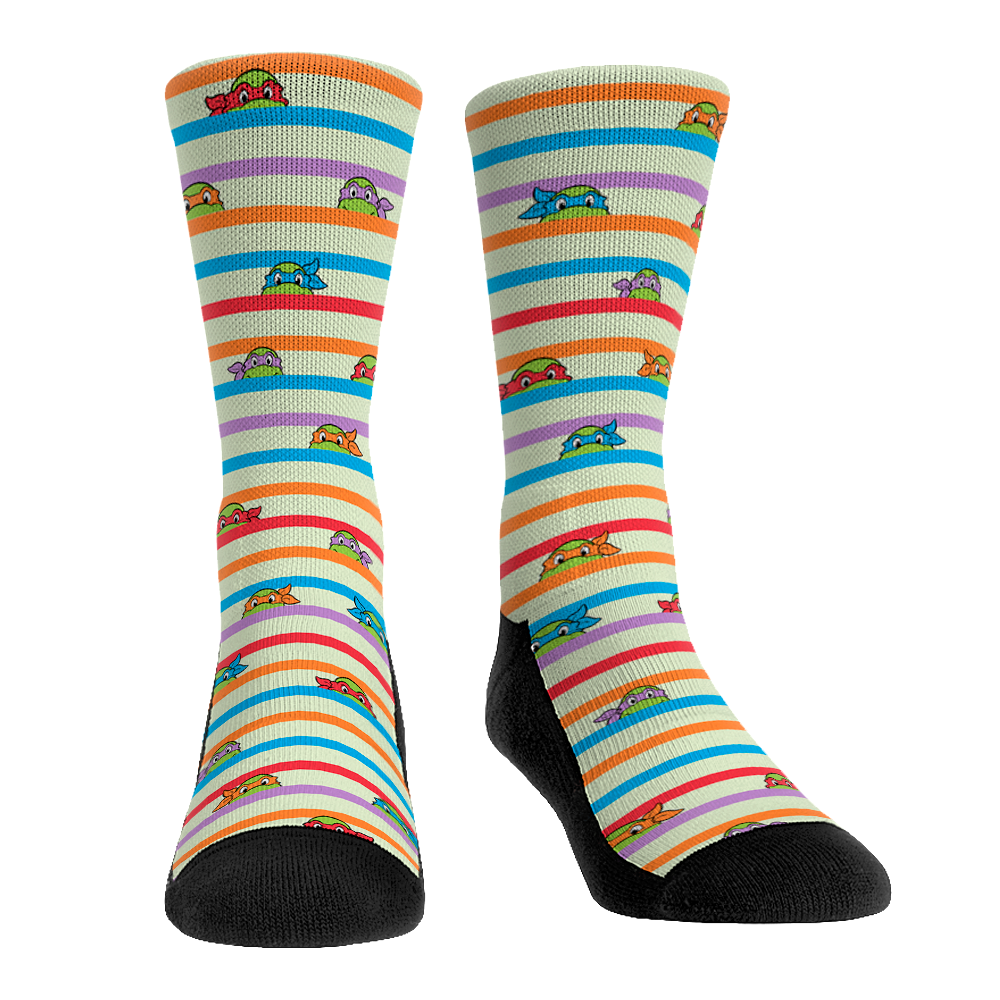Teenage Mutant Ninja Turtles - Group - Peek-A-Boo Stripes Crew Socks