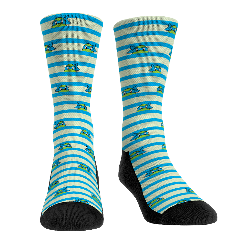 Teenage Mutant Ninja Turtles - Leonardo - Peek-A-Boo Stripes Crew Socks