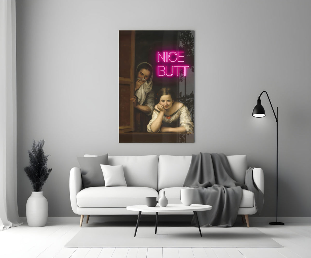 WONDERWALL ‘L’Atelier Fun Collection’ Window Scene with Pink Neon-Style Lettering Glass Wall Art