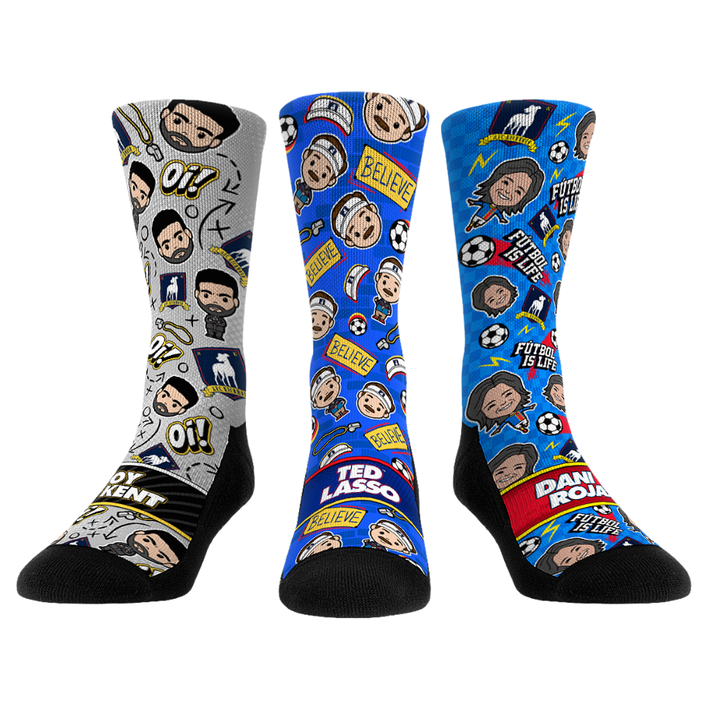 Ted Lasso - Chibi All-Over - 3-Pack Crew Socks