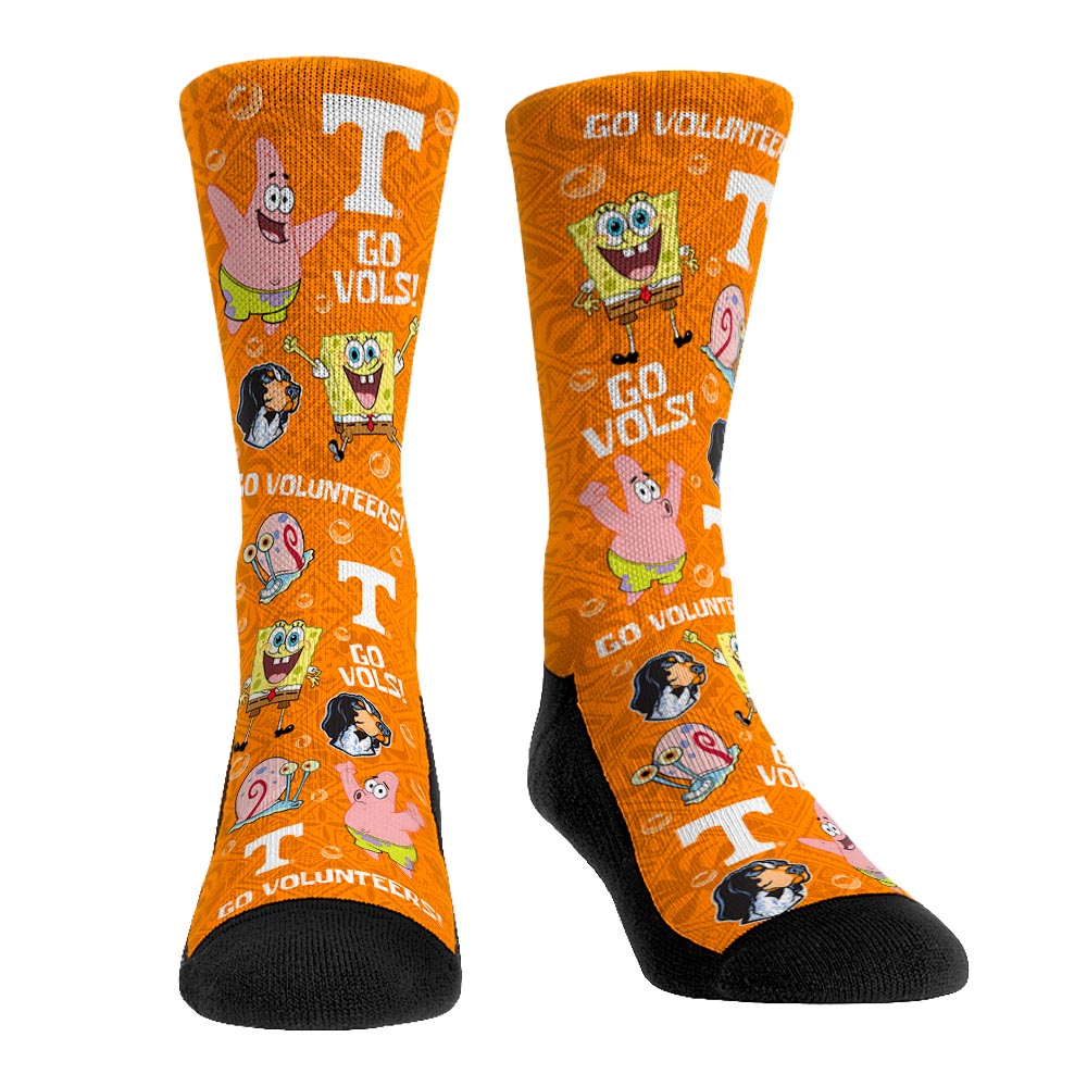 Tennessee Volunteers - SpongeBob SquarePants Characters All-Over Crew Socks