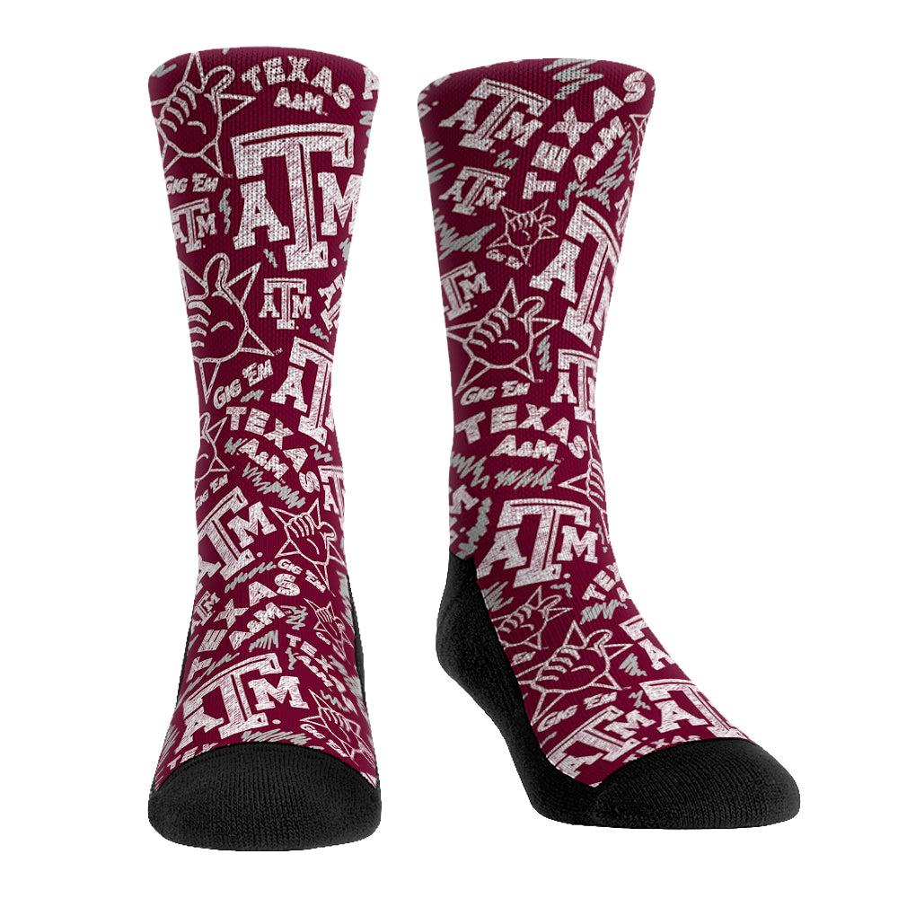 Texas A&M Aggies - Logo Sketch Crew Socks