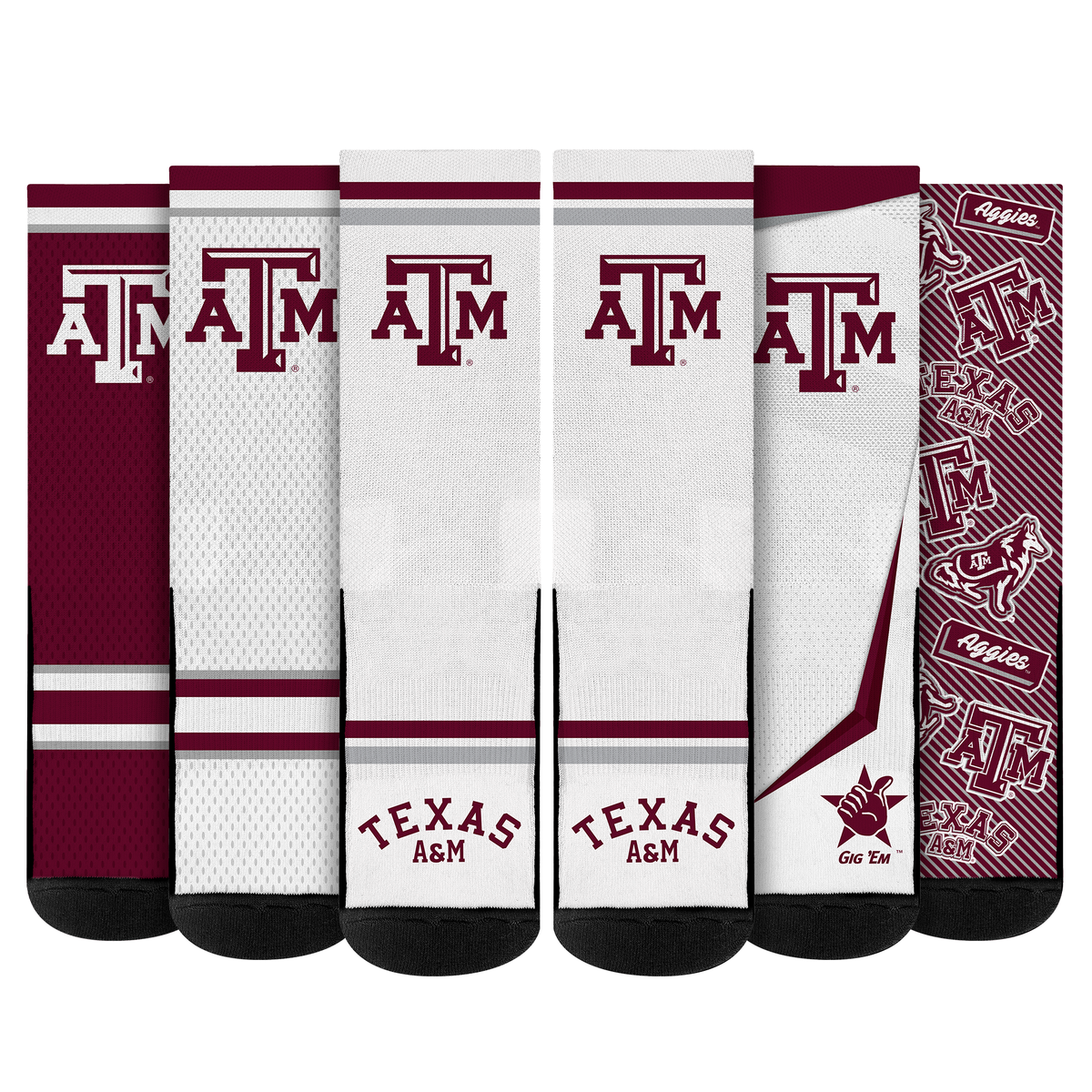 Texas A&M Aggies - Super Fan Crew Socks 5-Pack