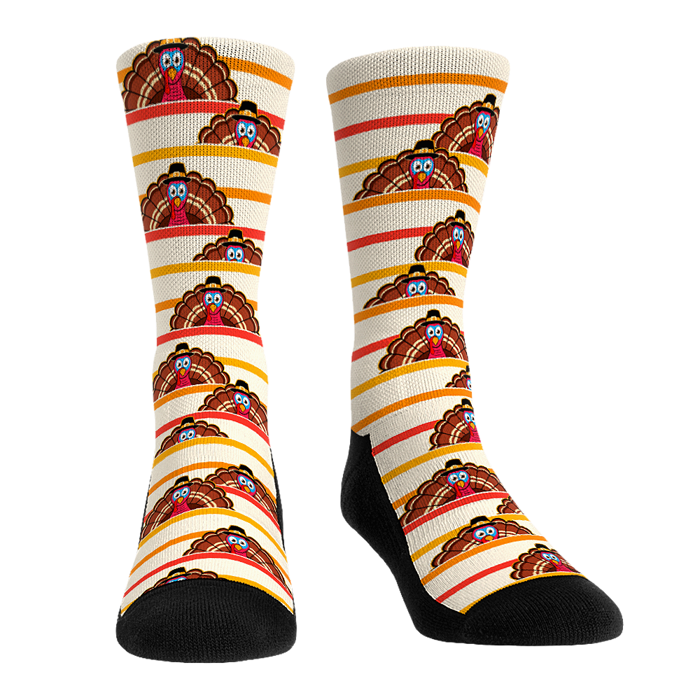 Thanksgiving - Peek-a-Boo Stripes Crew Socks