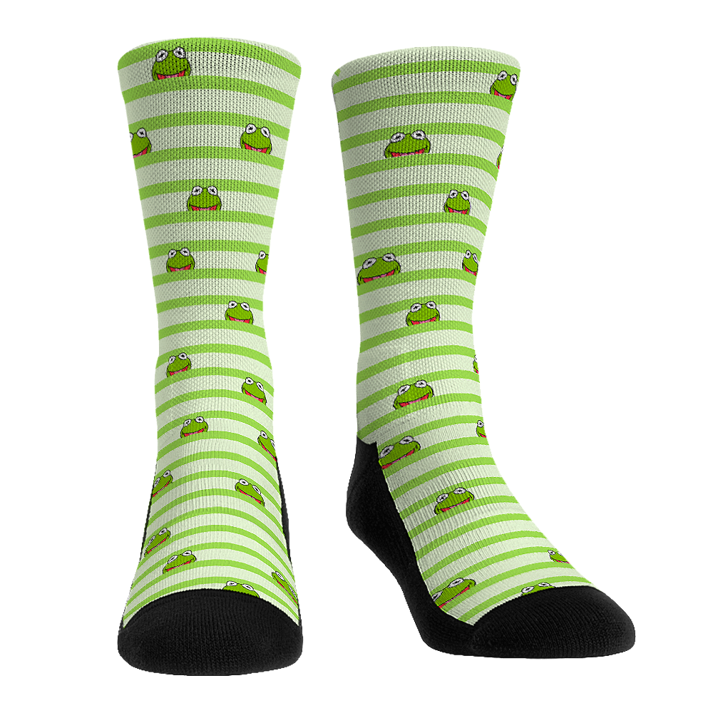 The Muppets - Kermit the Frog - Peek-A-Boo Stripes Crew Socks