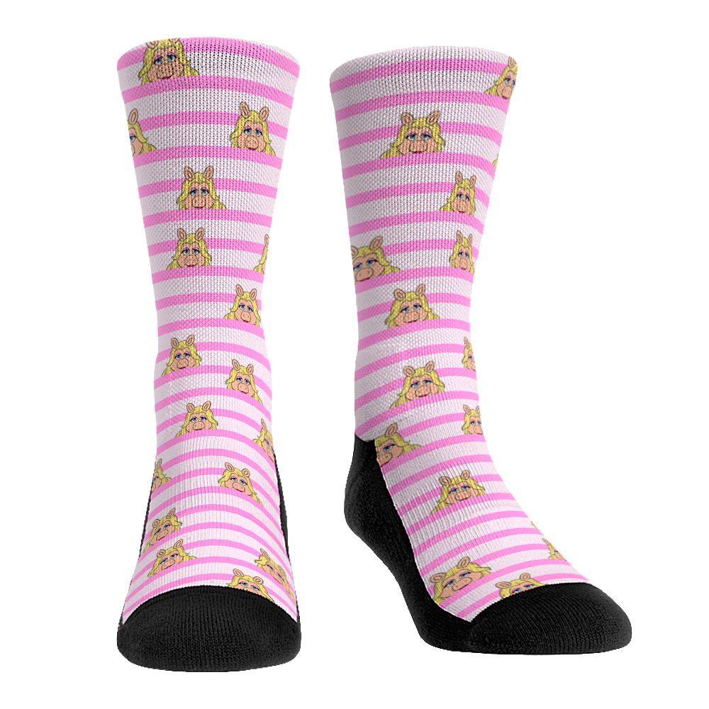 The Muppets - Miss Piggy - Peek-A-Boo Stripes Crew Socks