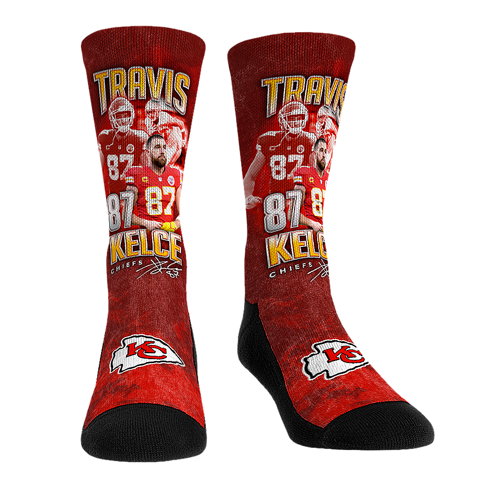 Travis Kelce - Kansas City Chiefs - Retro Photo Crew Socks