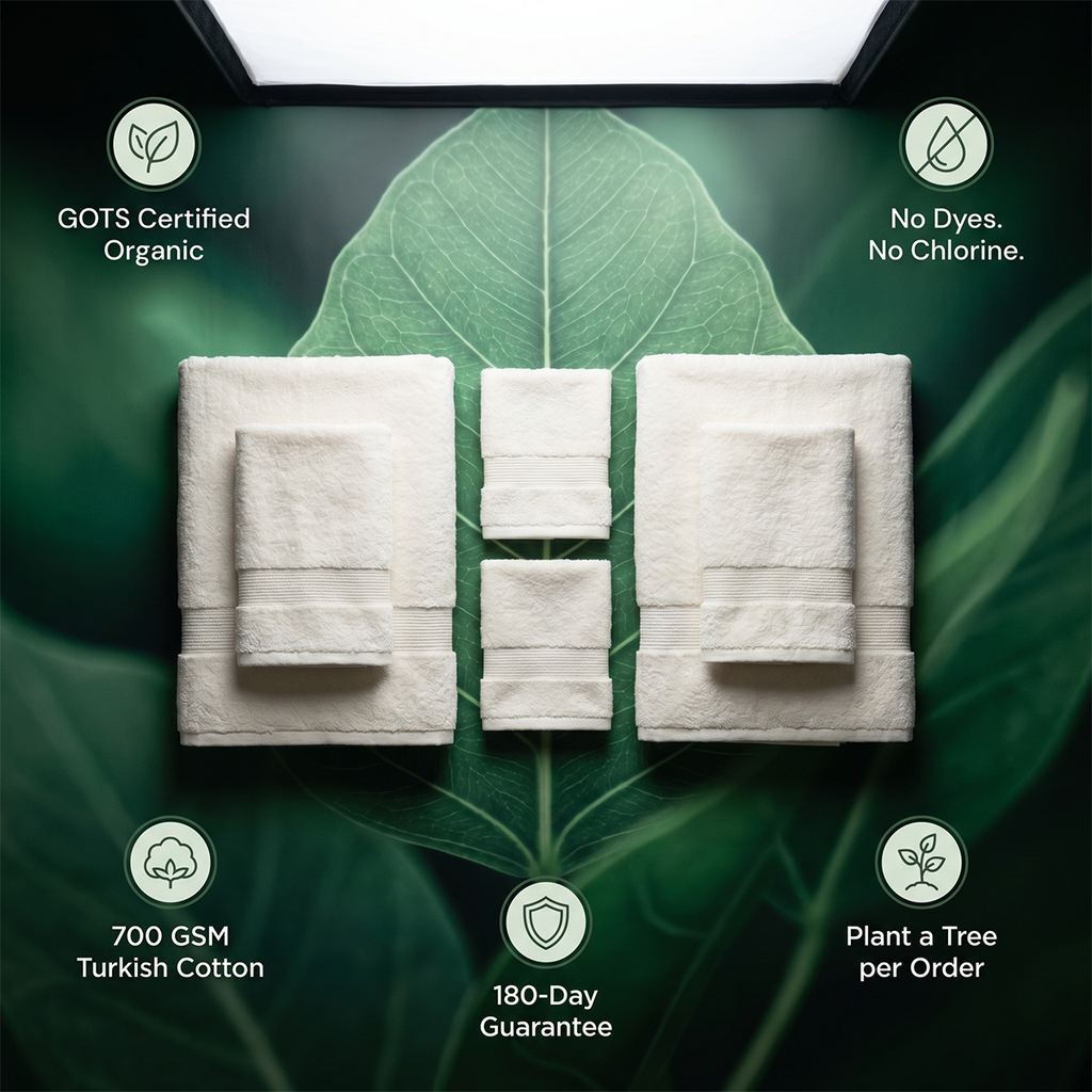 Luxury Organic Bath Six Piece Towel Set | Soft, Plush, Eco - Friendly Towels