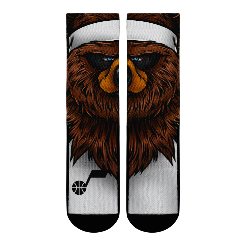 Utah Jazz - Split Face Mascot Crew Socks