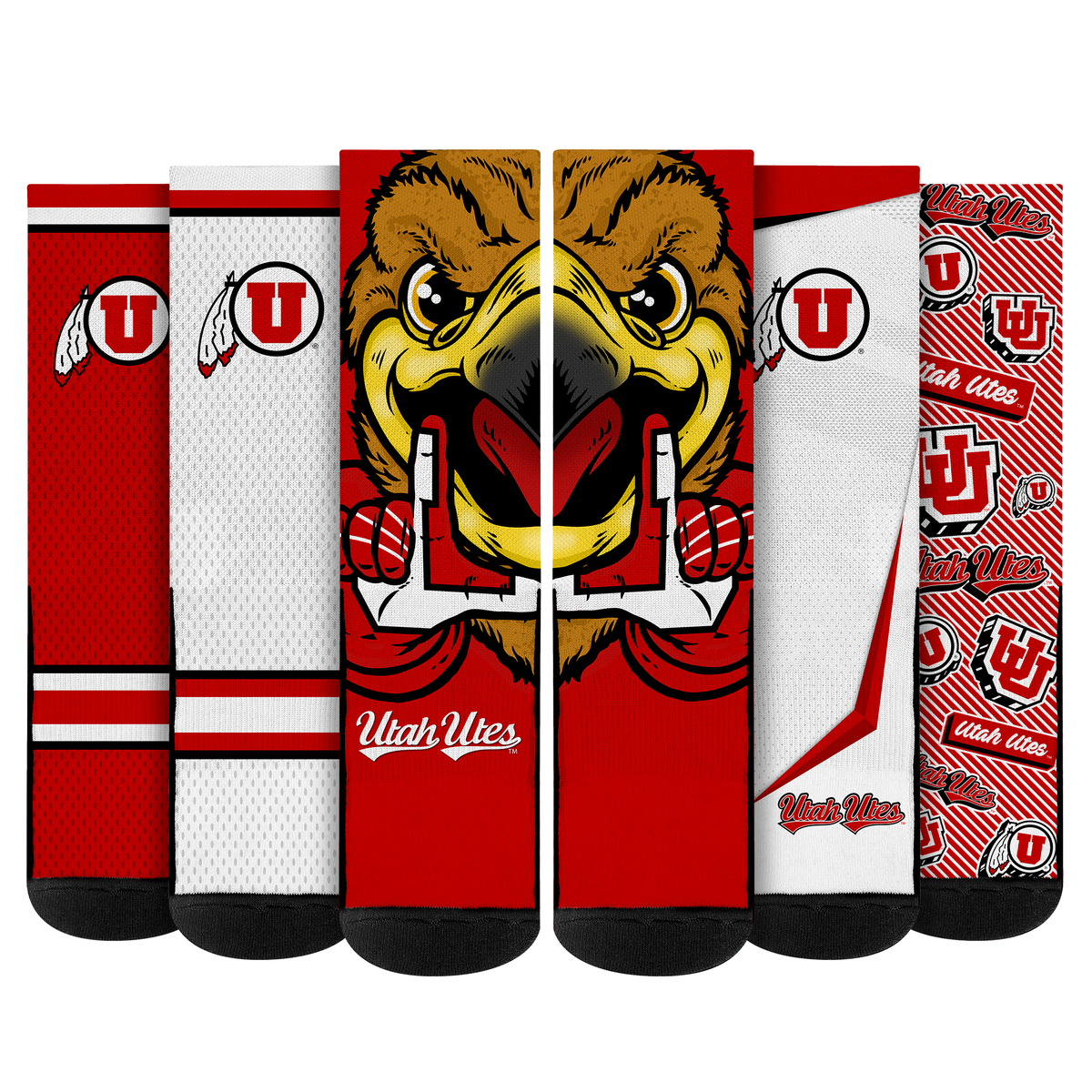 Utah Utes - Super Fan Crew Socks 5-Pack