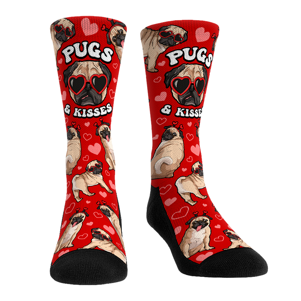 Valentine's Day - Pugs & Kisses Crew Socks