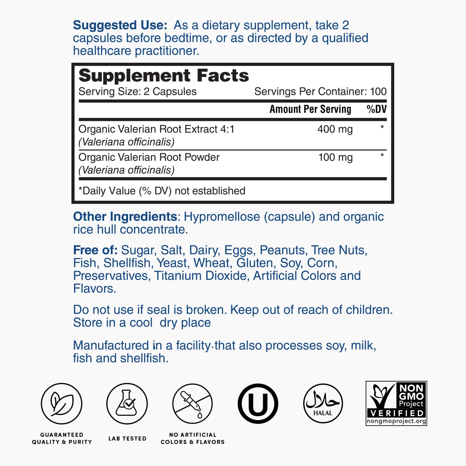 Valerian Root 500 mg - 200 Capsules