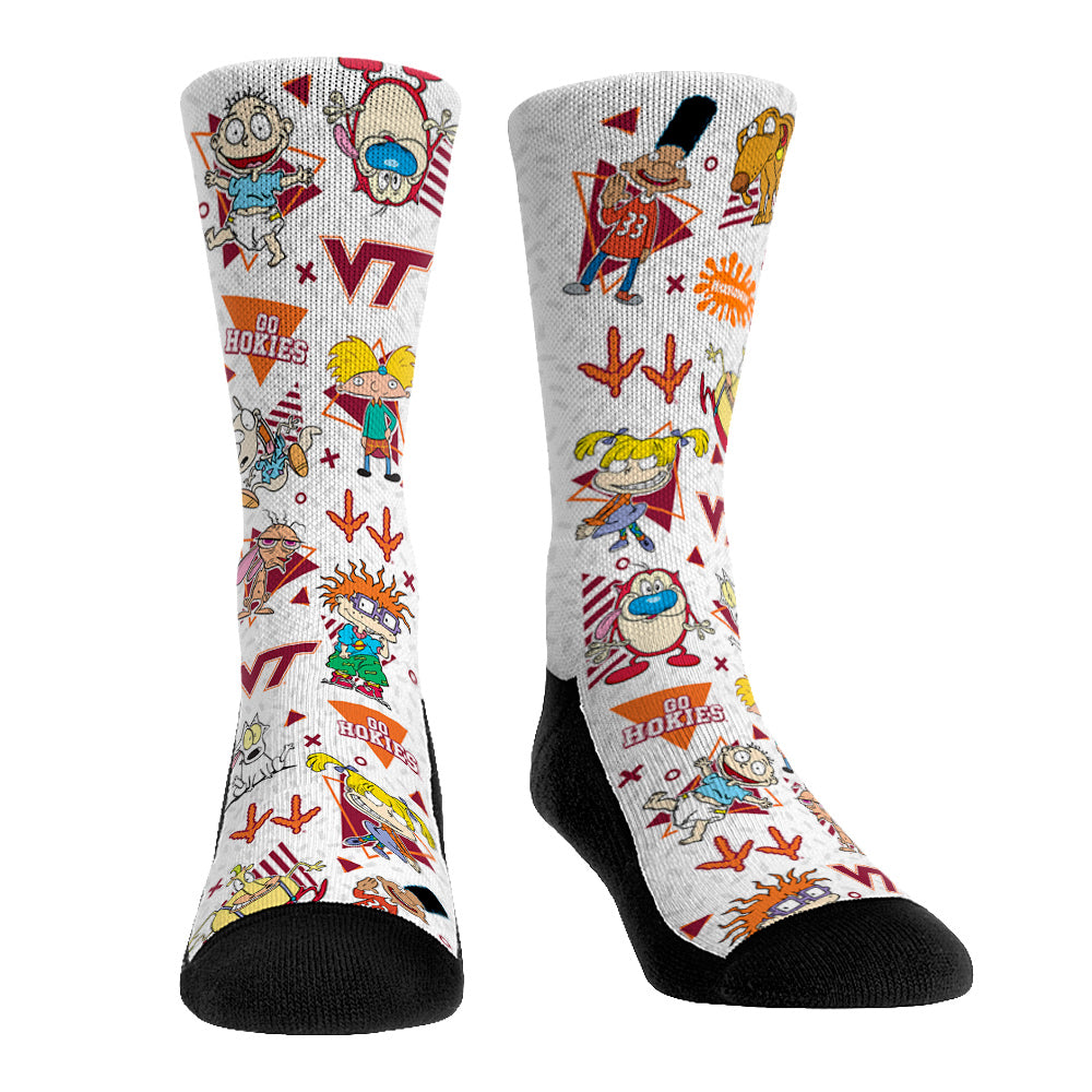Virginia Tech Hokies - 90s Nickelodeon Characters All-Over Crew Socks