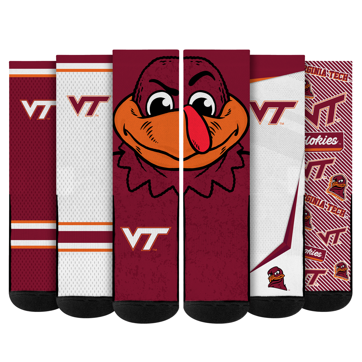 Virginia Tech Hokies - Super Fan Crew Socks 5-Pack