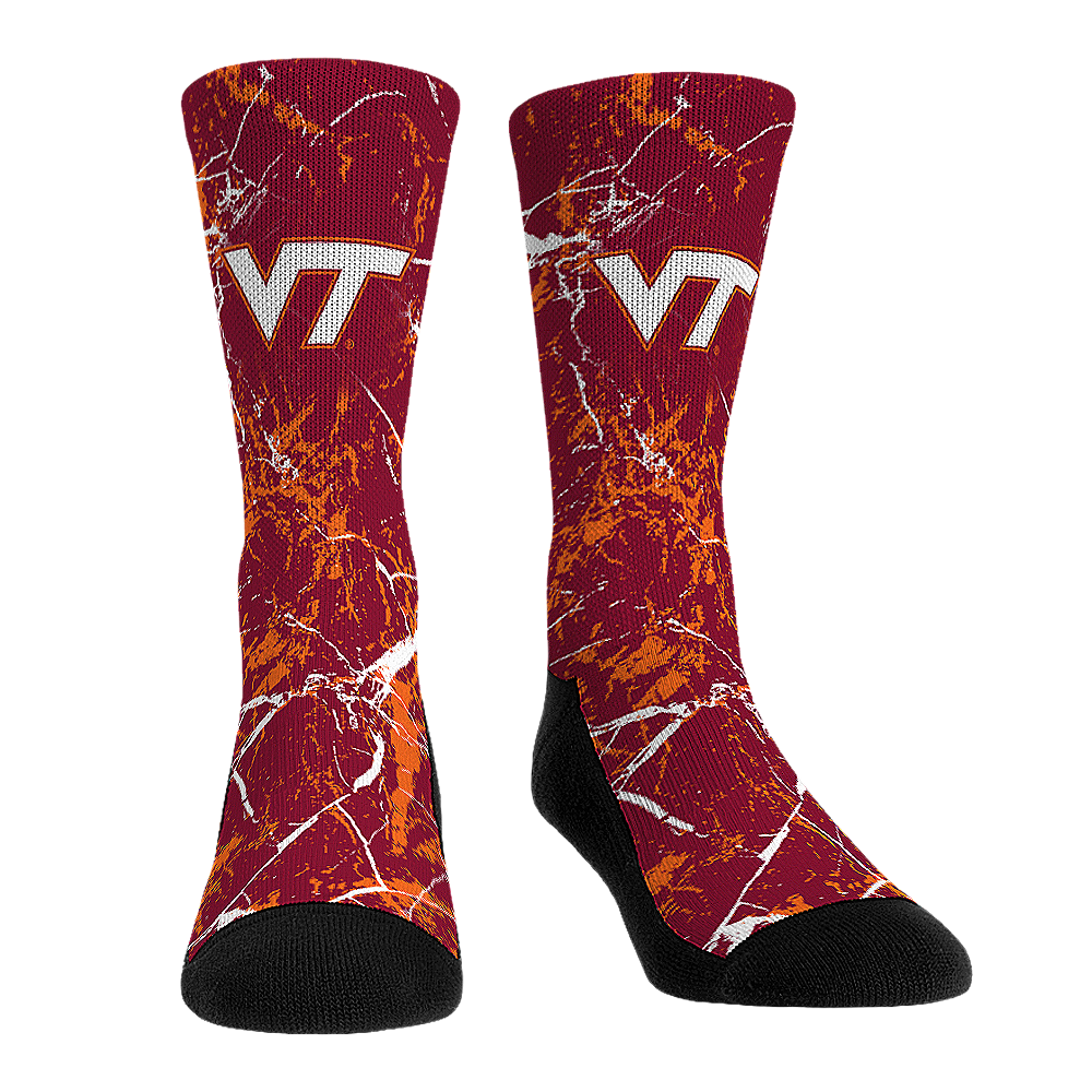 Virginia Tech Hokies - Cracked Marble Crew Socks