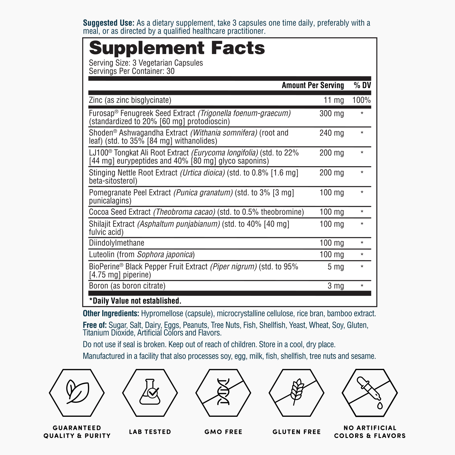 Gold Vital Testosterone - 90 Capsules