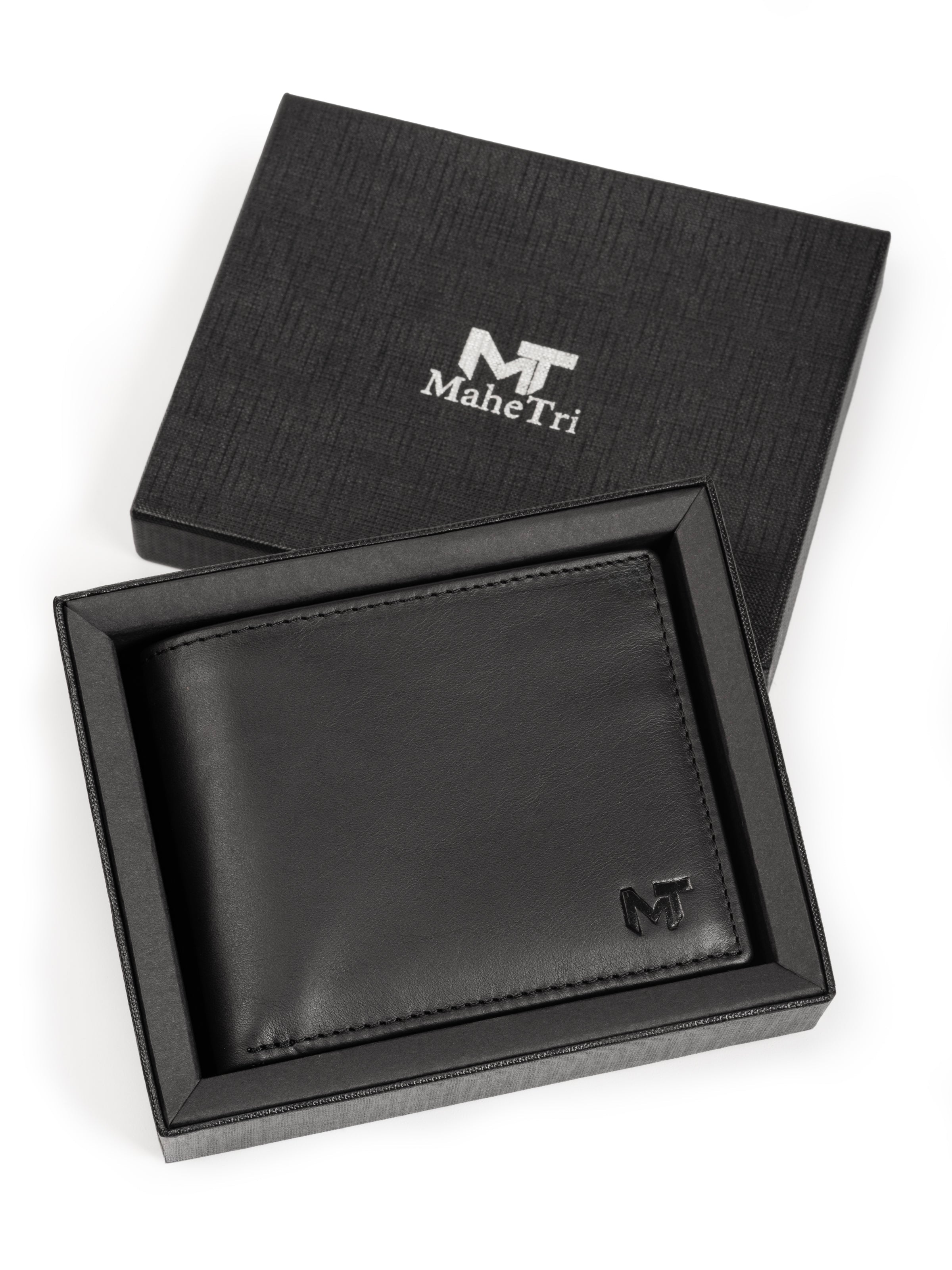 Wealth Ward Black Bi - folded Wallet