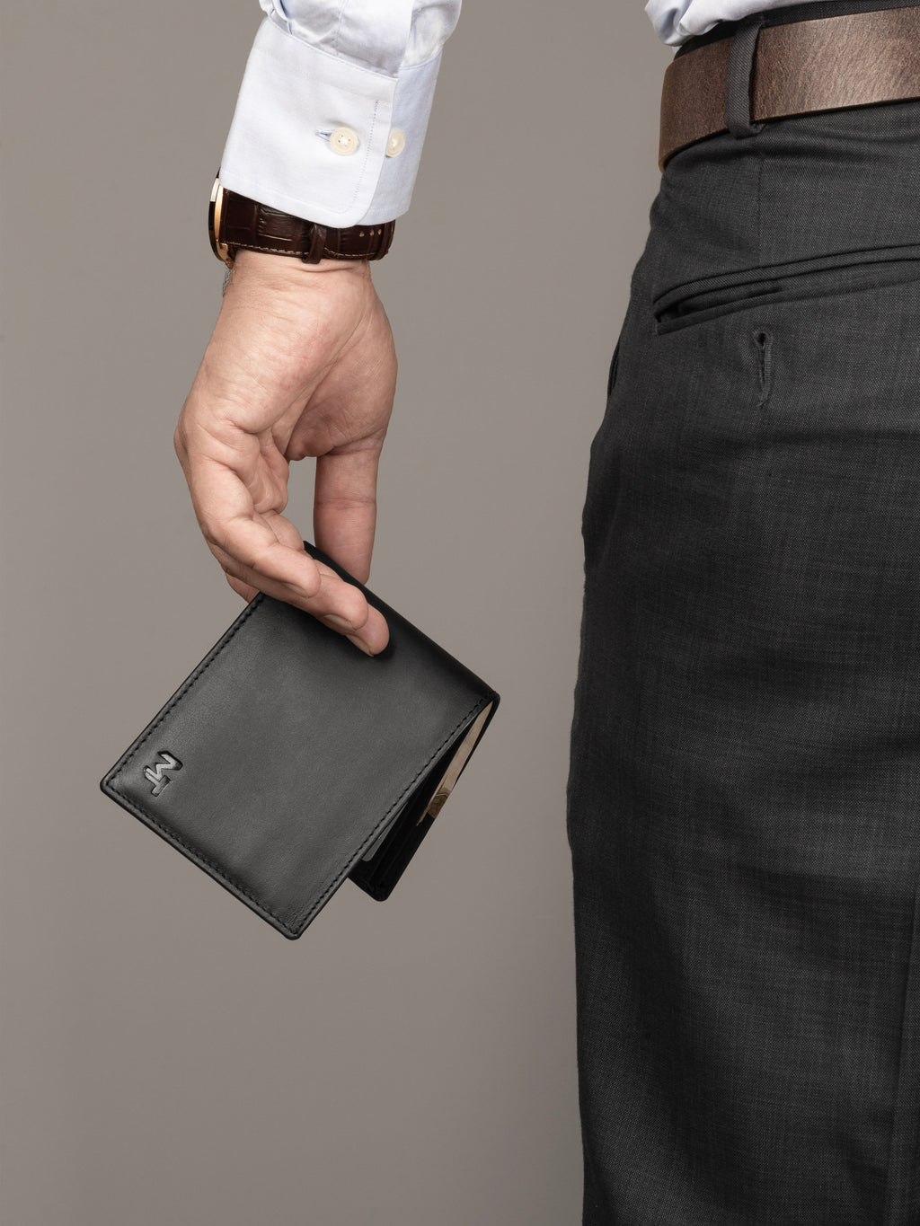 Wealth Ward Black Bi - folded Wallet