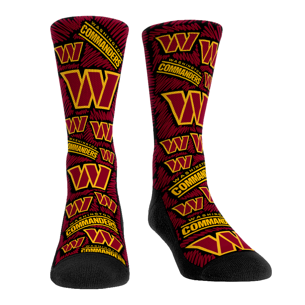 Washington Commanders - Logo Sketch (Black) Crew Socks