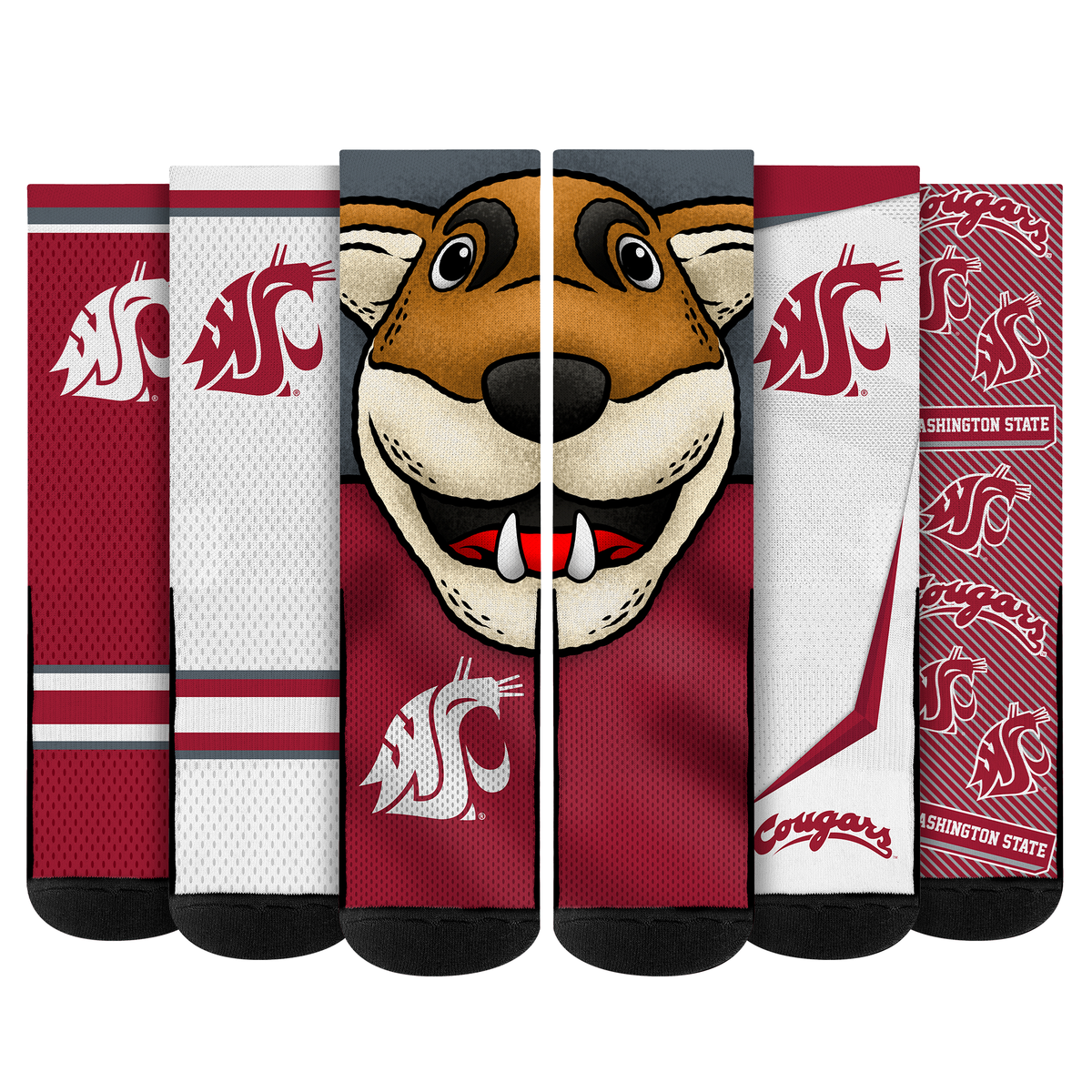Washington State Cougars - Super Fan Crew Socks 5-Pack