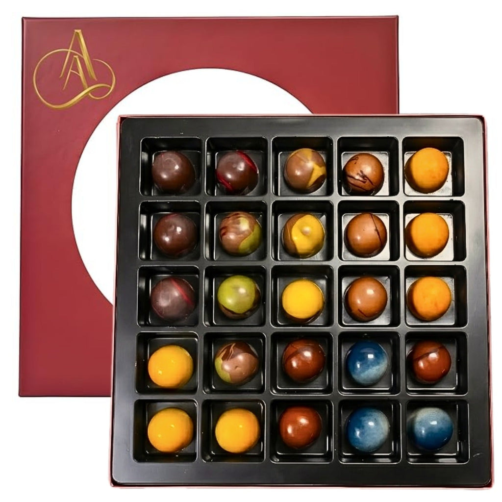 Andy Anand Monet Chocolate Bonbons Gift Box, 25 pc, 6.52 oz – Gluten - Free Belgian Truffles & Pralines, Birthday & Holiday Gift Collection