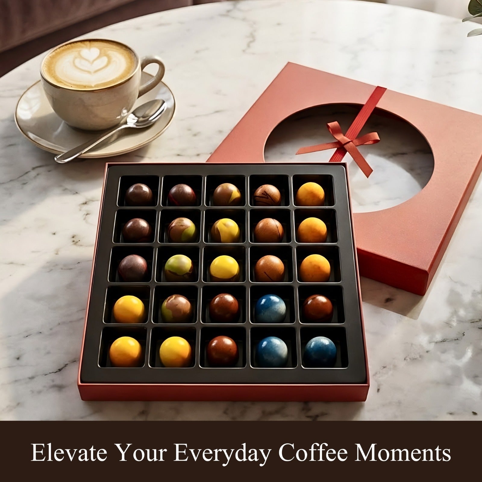 Andy Anand Monet Chocolate Bonbons Gift Box, 25 pc, 6.52 oz – Gluten - Free Belgian Truffles & Pralines, Birthday & Holiday Gift Collection