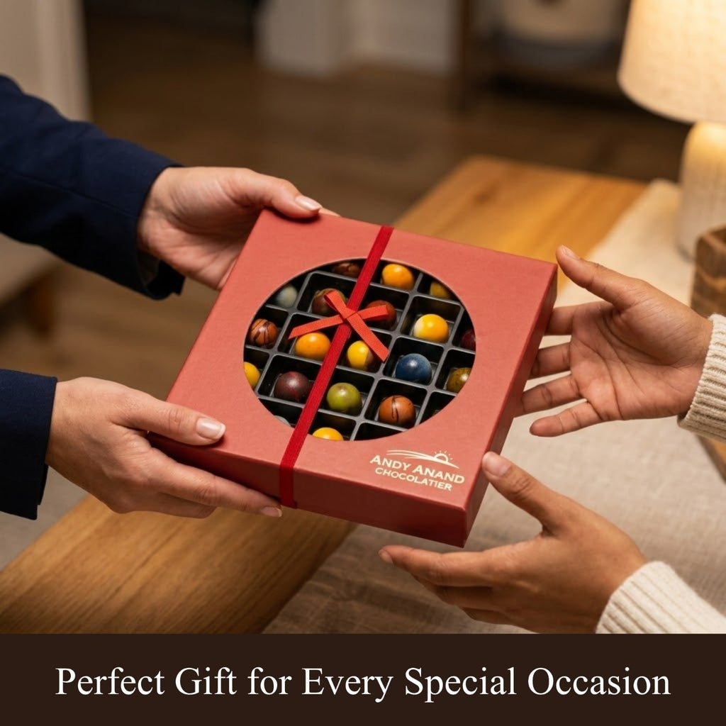 Andy Anand Monet Chocolate Bonbons Gift Box, 25 pc, 6.52 oz – Gluten - Free Belgian Truffles & Pralines, Birthday & Holiday Gift Collection