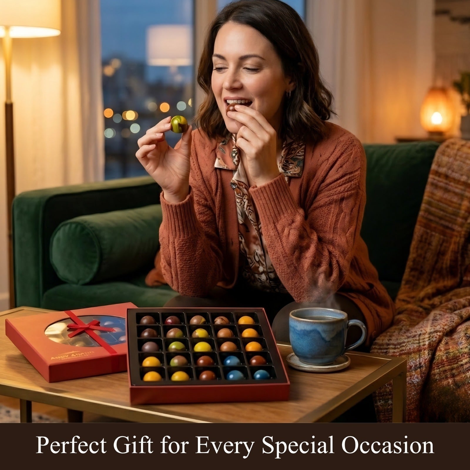 Andy Anand Sugar - Free Monet Chocolate Truffles & Pralines, 25 pc – 60% Cacao, Keto & Diabetic - Friendly, Luxury Birthday & Holiday Gift Box