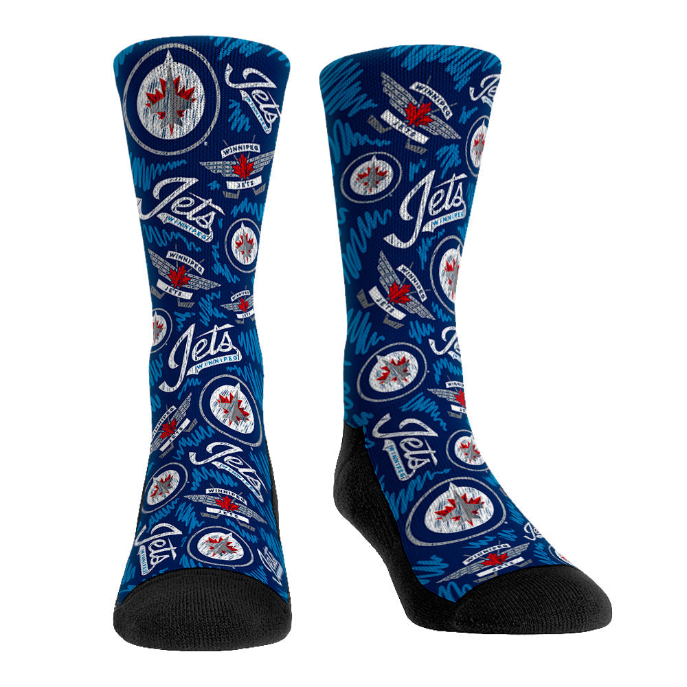 Winnipeg Jets - Logo Sketch Crew Socks