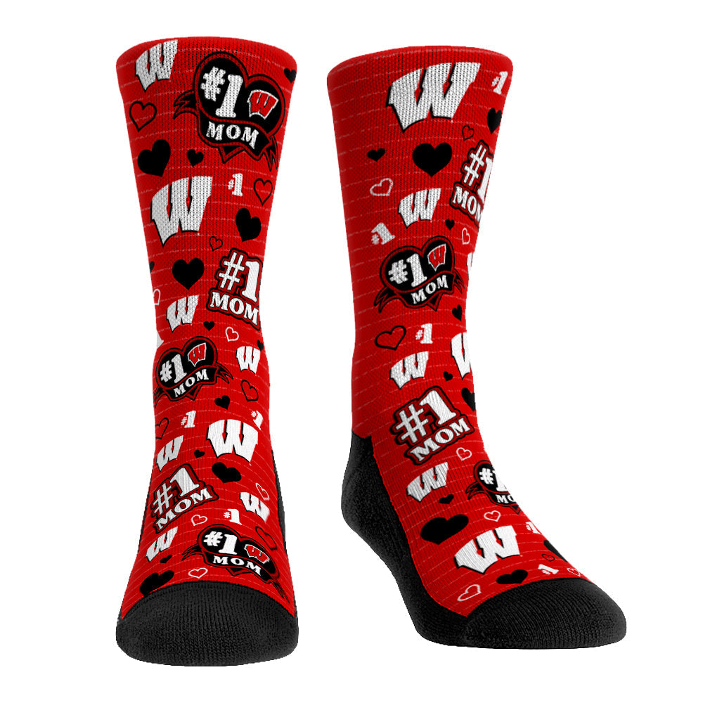 Wisconsin Badgers - #1 Mom Crew Socks