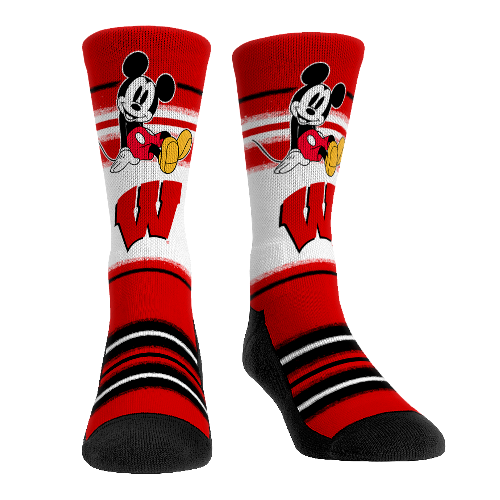 Wisconsin Badgers - Disney - Sit Stripe Crew Socks