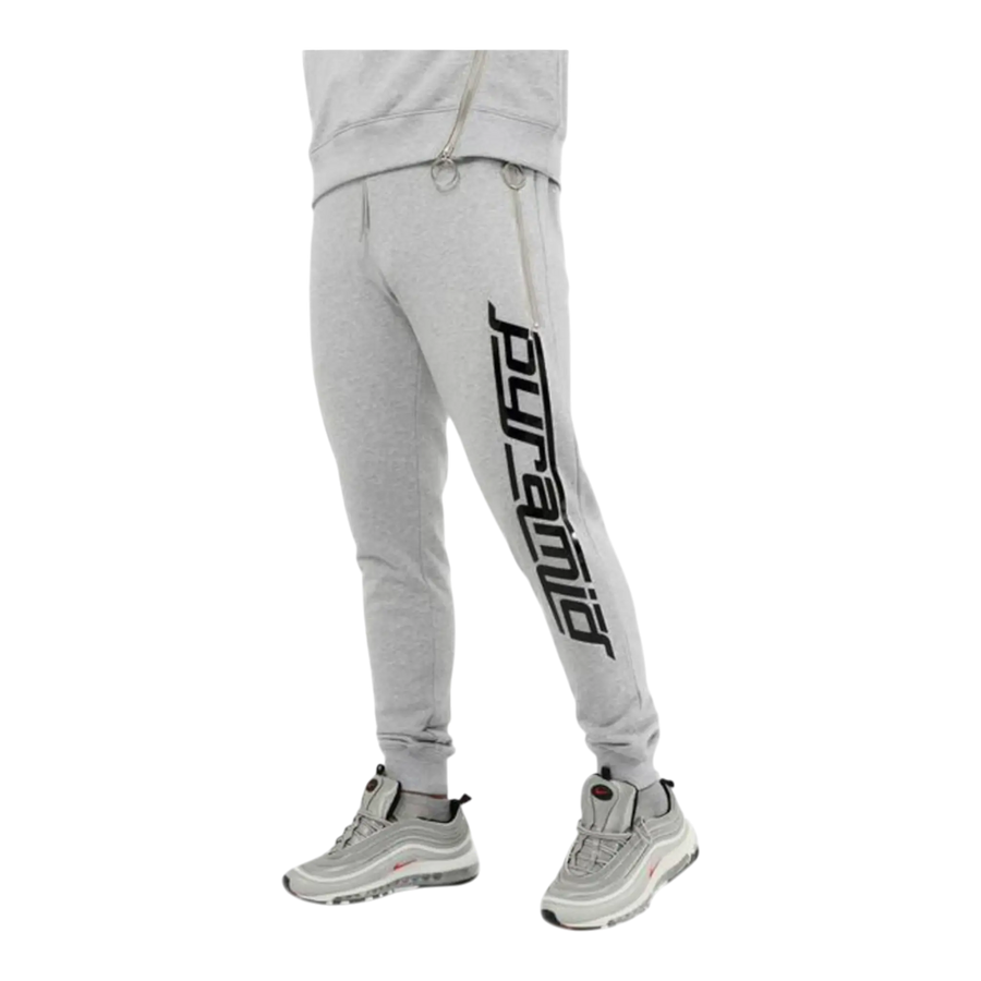 Black Pyramid Slant Zipper Men’s Jogger Pants – Heather Grey