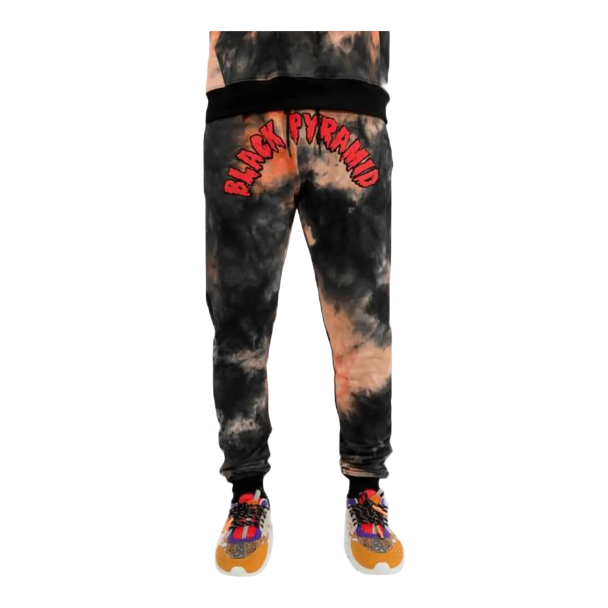 Black Pyramid Tie Dye Drip Men’s Jogger Pants – Pink/Red