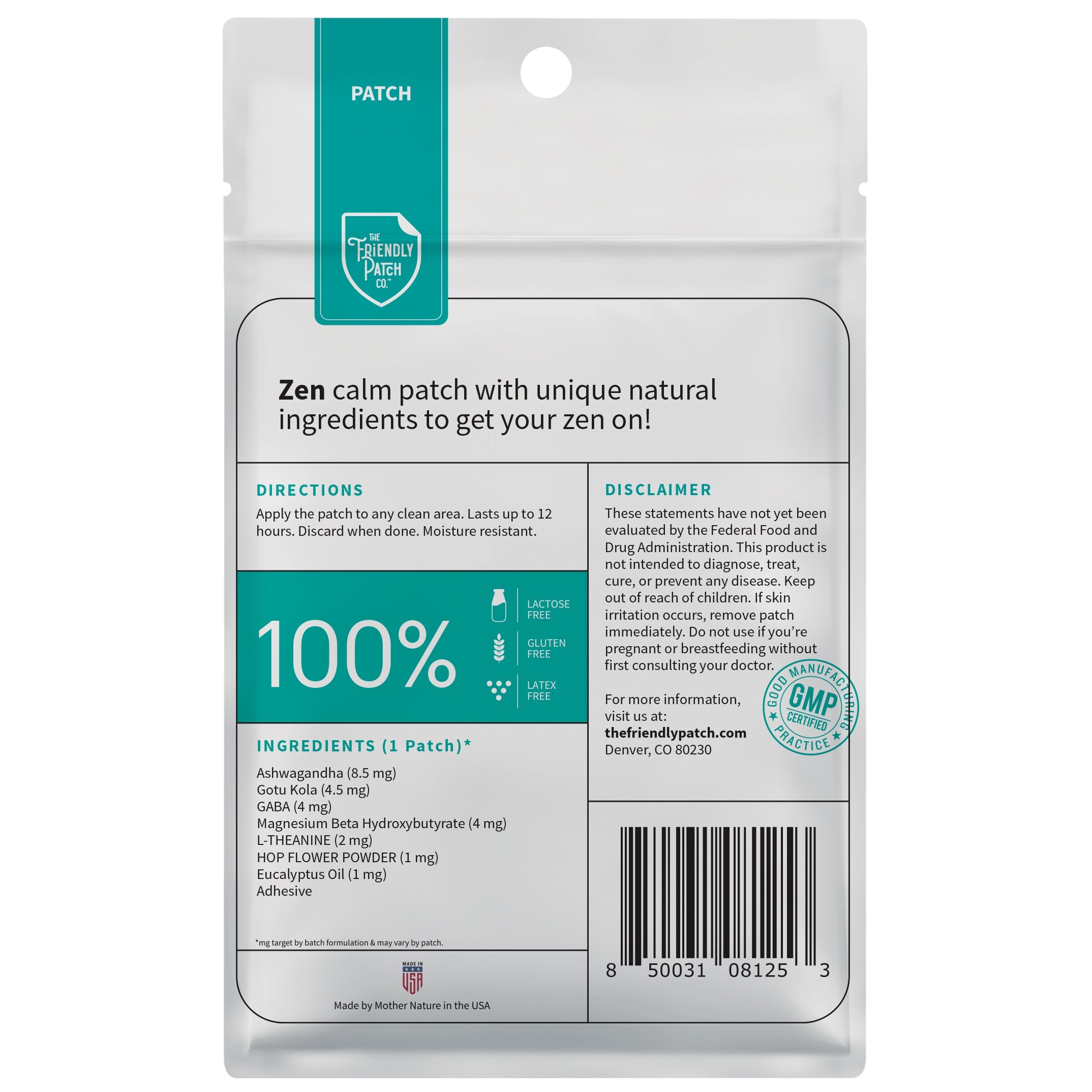 Zen - Relax & Let Go travel patches 8 pack