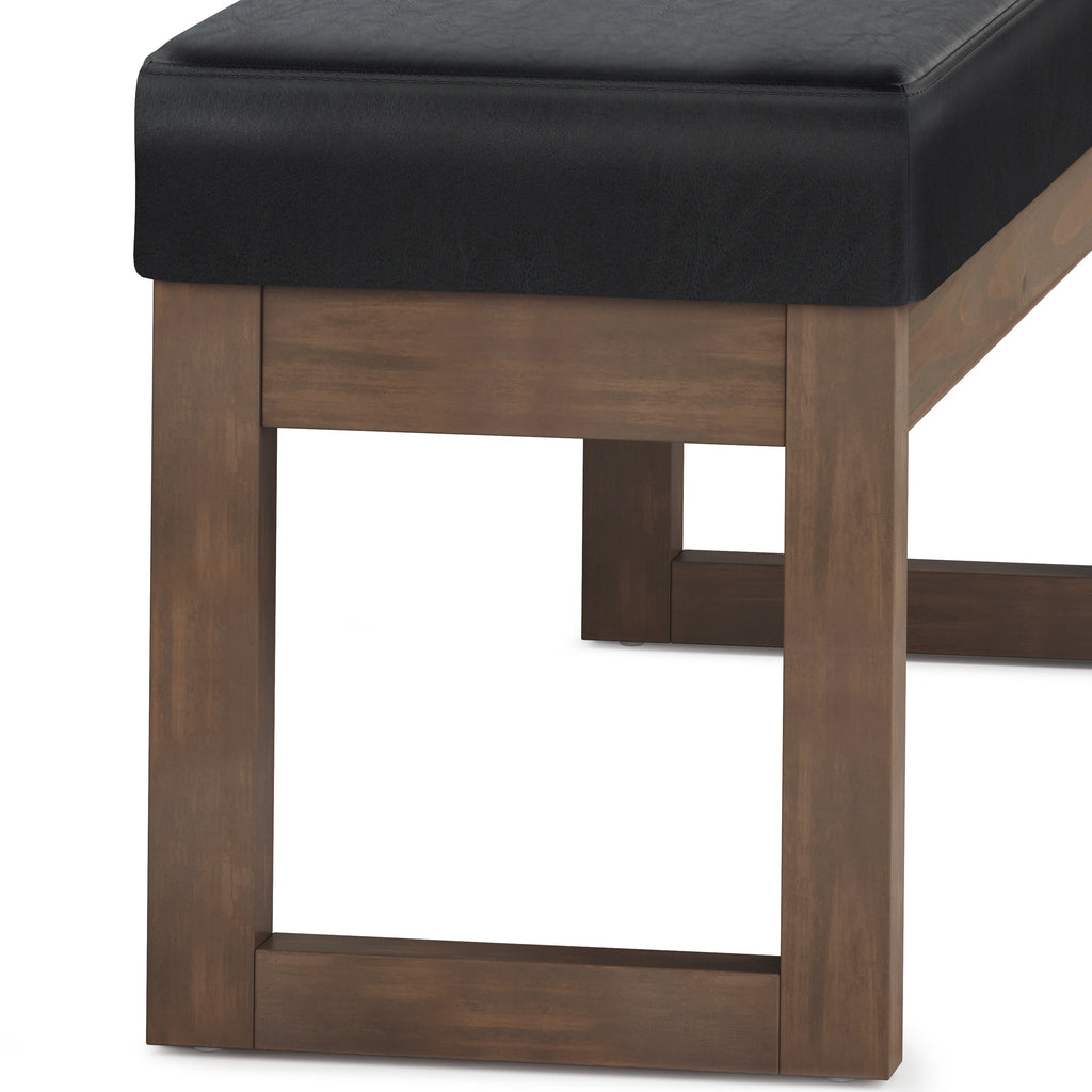 WONDERWALL 'Une Collection' Milltown Large Ottoman Bench with Solid Wood Frame - Midnight Black