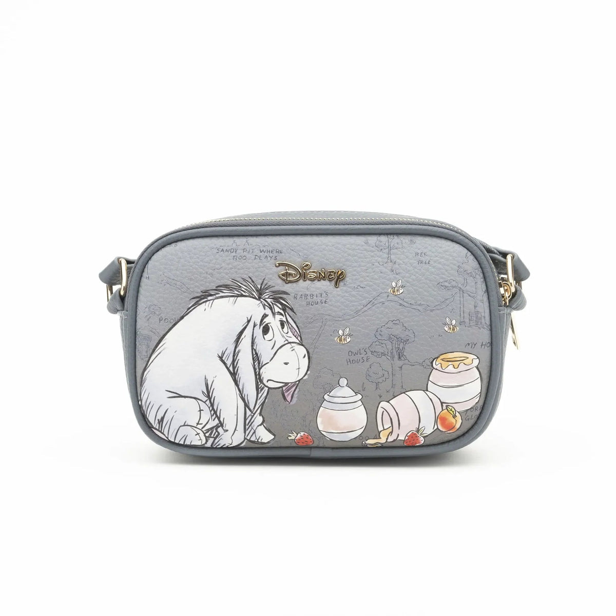 Disney Winnie the Pooh - Eeyore Double Zipper Vegan Leather Crossbody