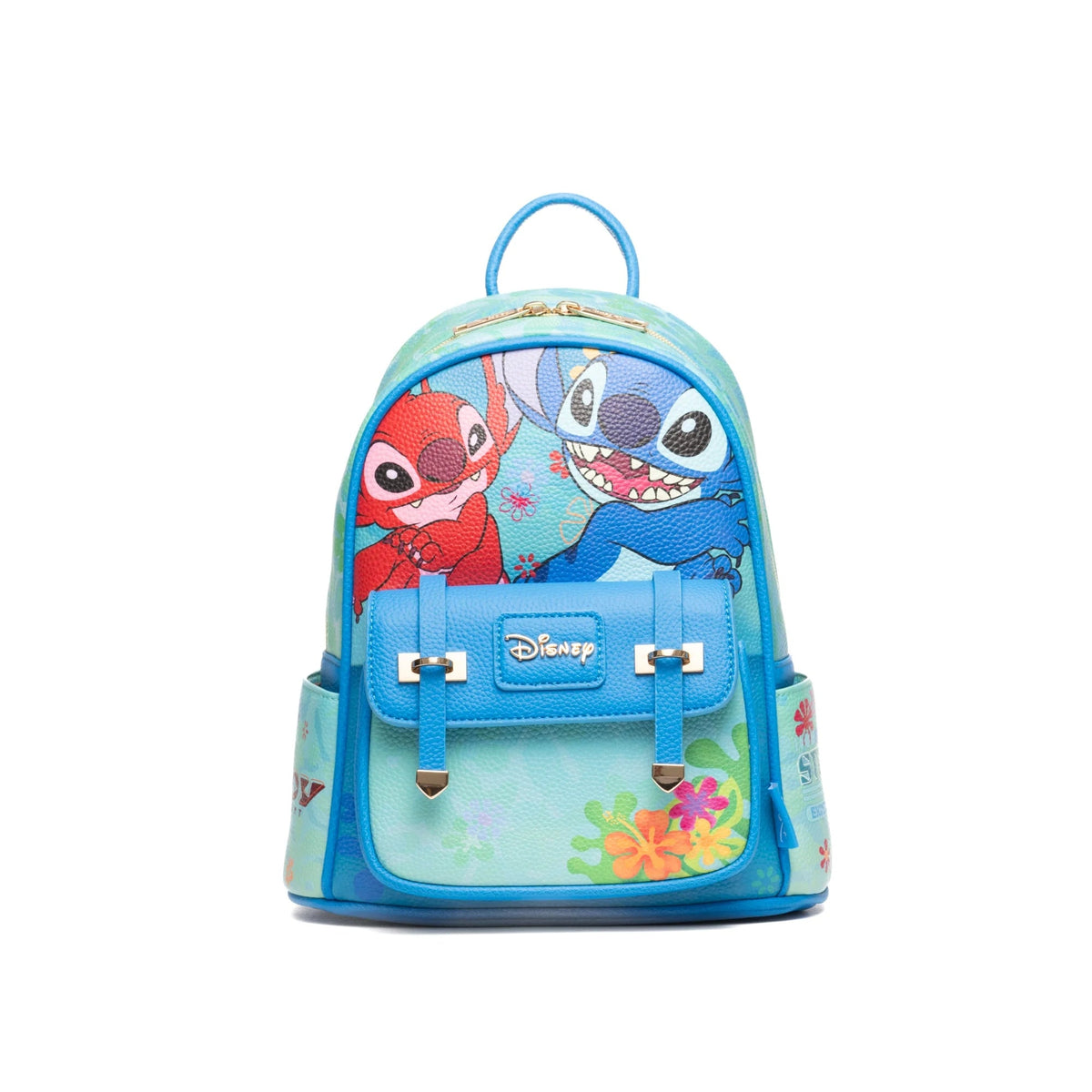Disney Lilo And Stitch - Stitch And Leroy 11" Vegan Leather Mini Backpack With Dust Cover