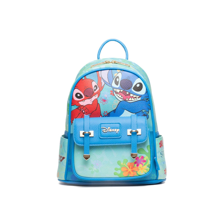 Disney Lilo And Stitch - Stitch And Leroy 11" Vegan Leather Mini Backpack With Dust Cover