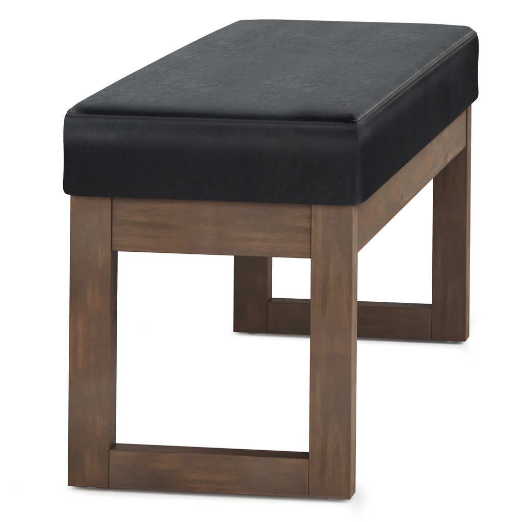 WONDERWALL 'Une Collection' Milltown Large Ottoman Bench with Solid Wood Frame - Midnight Black