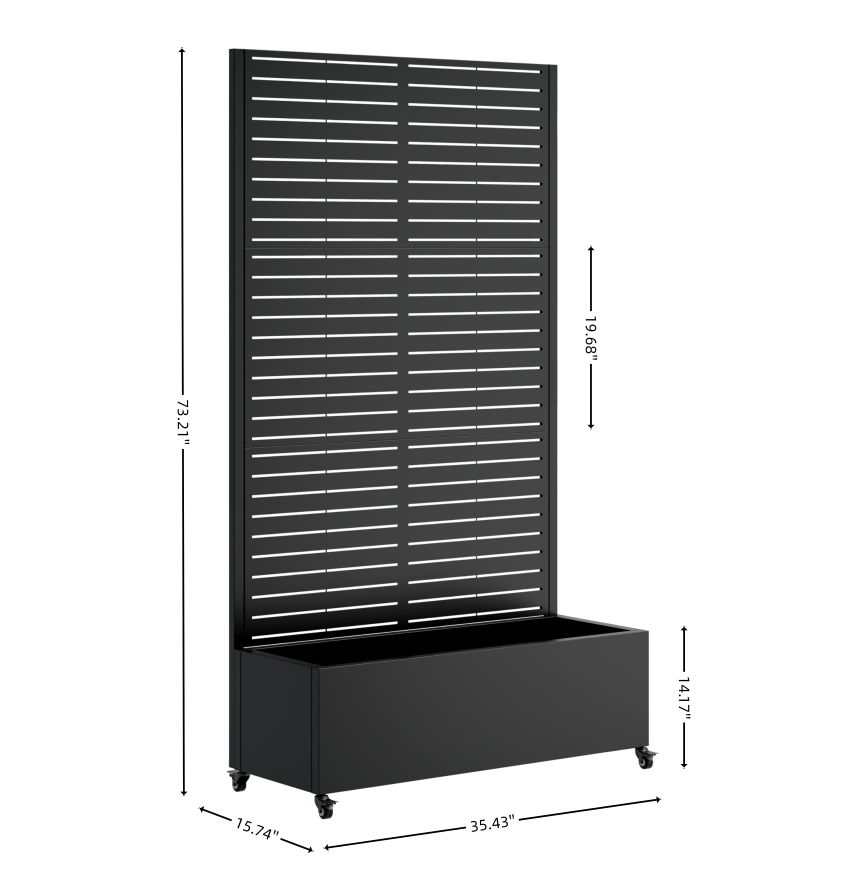 WONDERWALL 'Une Collection' Metal Planter Box with Trellis - Raised Garden Bed with Wheels