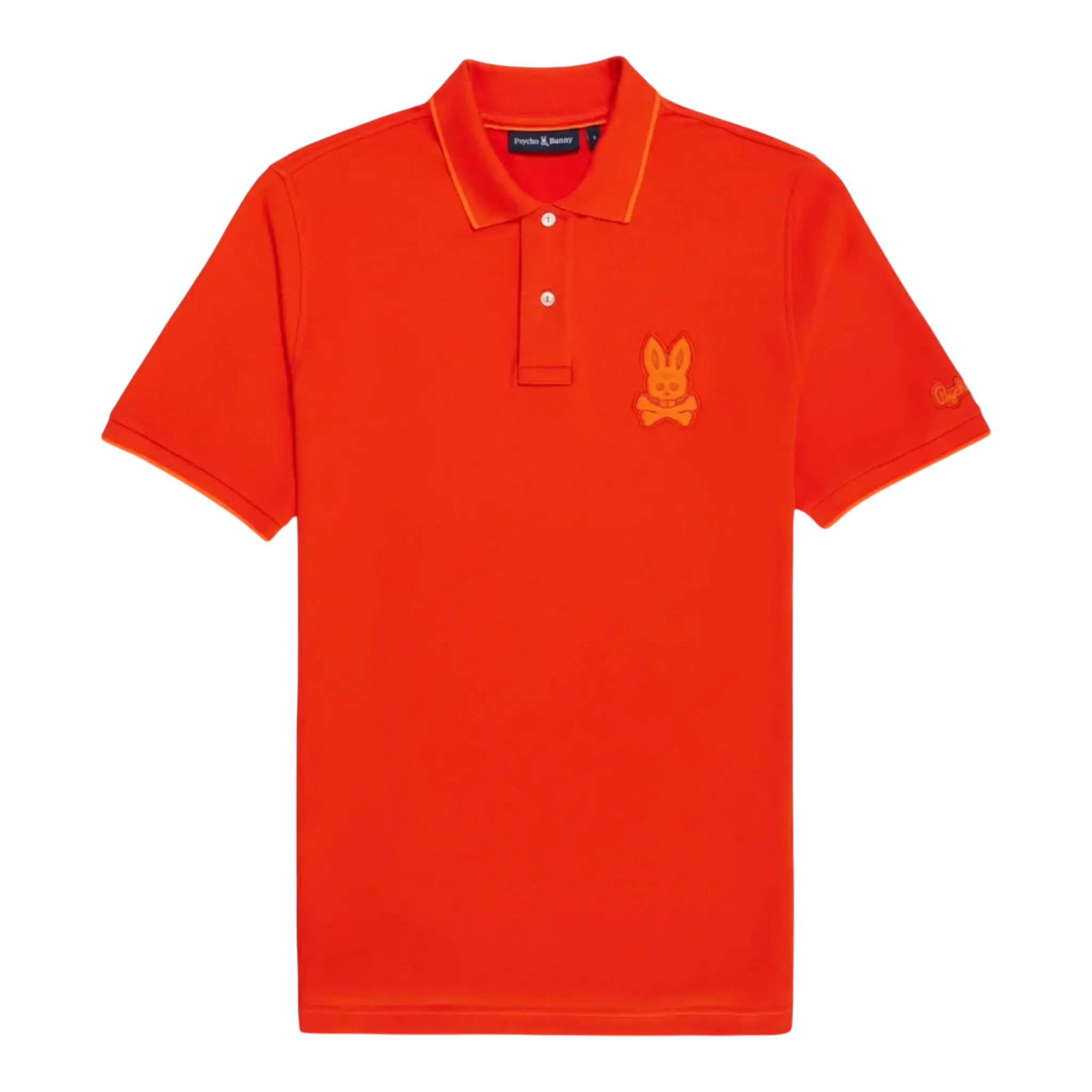 Psycho Bunny Cleveland Chainstitch Pique Men Polo Shirt Tangerine Tango